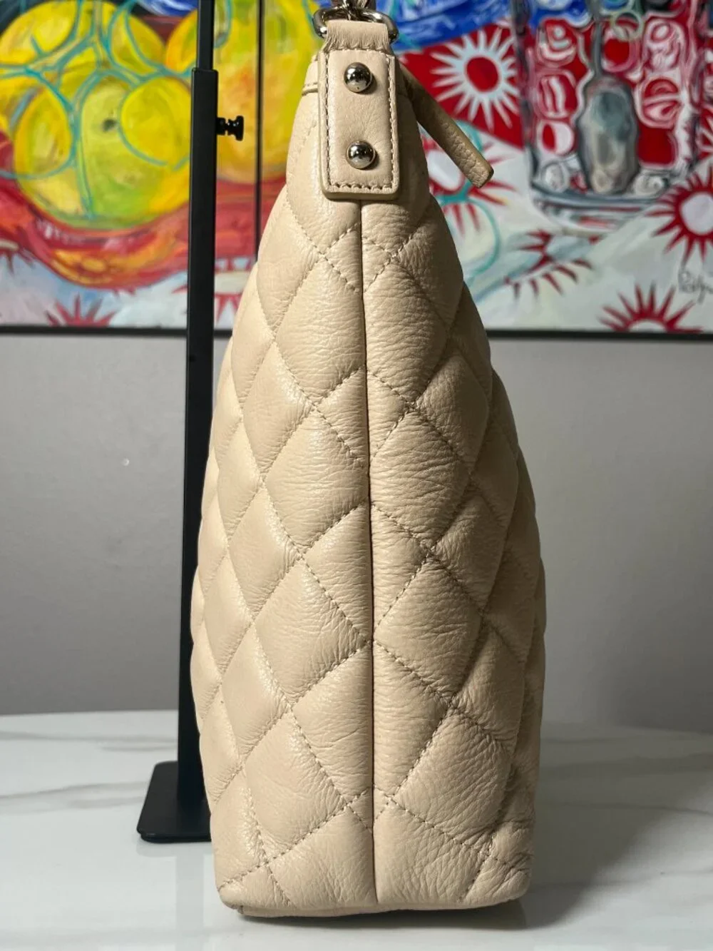 Kate Spade Gold Coast Serena Cashew Quilted Pebbled Leather Shoulder Hobo